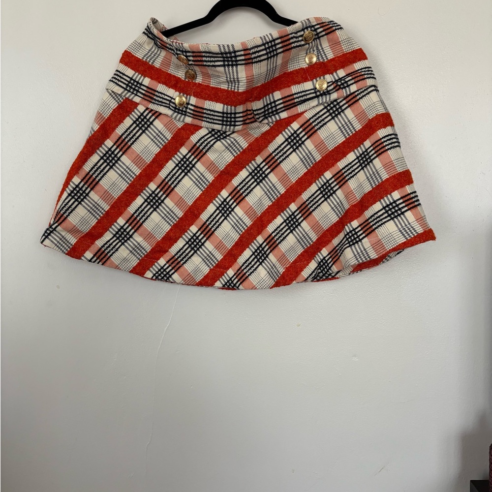 Maeve Red and Black Plaid A-Line Skirt